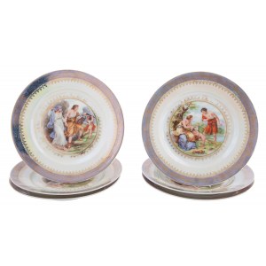 Set of 6 dessert plates, Ćmielów, first half of 20th century.