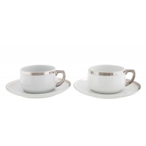 Pair of cups with saucers, Belgium, Baudour, circa 1920.
