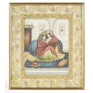 Zestaw trzech przedstawień Radha - Krishna, Indie, XX w.