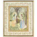 Zestaw trzech przedstawień Radha - Krishna, Indie, XX w.