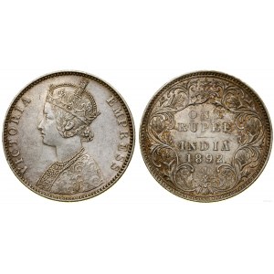 Indie, 1 rupia, 1892 B, Bombaj