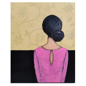 Esma Stasiak, Ritratto di spalle in abito rosa