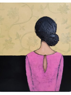 Esma Stasiak, Portret od tyłu w różowej sukience