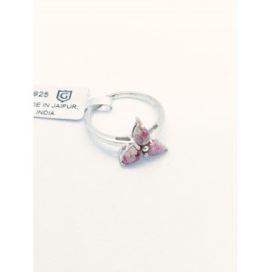 Ring with 3 1.260 ct bixbites, 925 silver, Gemporia certificate