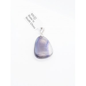 Pendant with rainbow fluorite 45 ct, 925 silver, Gemporia certificate