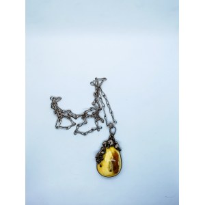 Necklace with amber silver 830