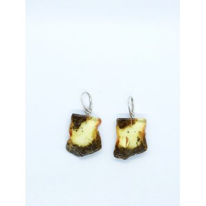 Unique natural Baltic amber earrings with silver clasps