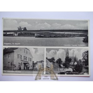 Popielów k. Opole, gospoda, kościół, most, ok. 1930