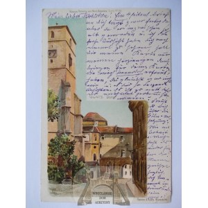 Klodzko, Glatz, litografia, 1900