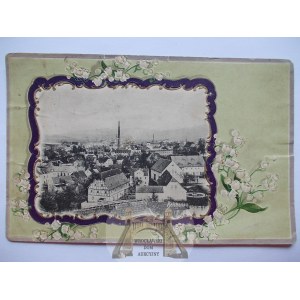 Bogatynia, Reichenau, panorama, tłoczona ramka, 1928
