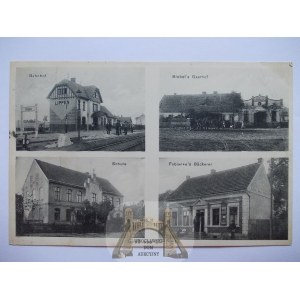 Lipiny k. Kożuchów, dworzec, szkoła, piekarnia, 1915