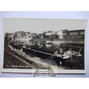 Poznań, Posen, port, barki, 1940