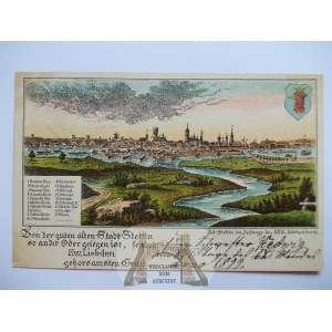 Szczecin, Stettin, weduta, litografia, 1899 II