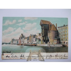 Gdańsk, Danzig, Motława, Żuraw, wyd. dr Trenkler, ok. 1900