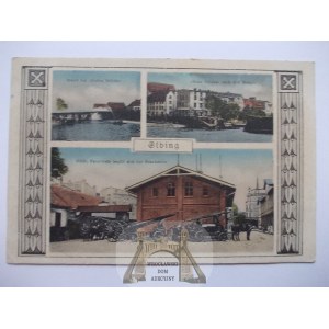 Elbląg, Elbing, caserne de pompiers, incendie du pont, 1917
