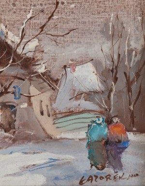 Stanisław Łazorek (1938 Aksmanice - 2000 Kazimierz Dolny), Pejzaż zimowy, 2000