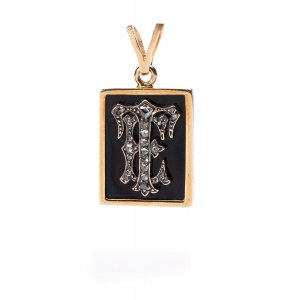 Wisiorek z monogramem 'ET' pocz. XX w.