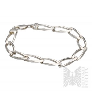 Sterling Silver (0.925) Clear Openwork Links Chain Bracelet - Italy/Poland