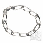 Sterling Silver (0.925) Clear Openwork Links Chain Bracelet - Italy/Poland
