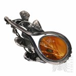 Silver (0.925) Floristic Pendant with Amber - Gdansk, Poland
