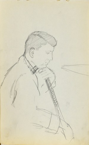 Stanisław ŻURAWSKI (1889-1976), Szkic siedzącego mężczyzny podpartego laską