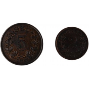 Norway 2 Coins in the Lot 5 Ore/2 Ore 1907