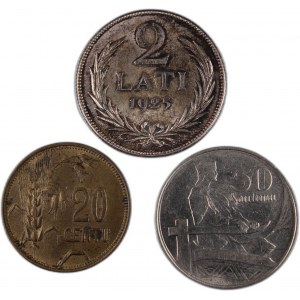 Latvia Lot of 3 Coins 1922-1925