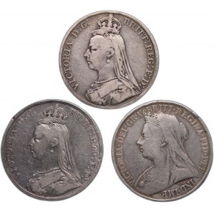 Great Britain Lot of 3 Crowns 1889/1890/1900 Silver