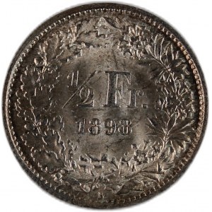 Switzerland 1/2 Franc 1898 B Silver