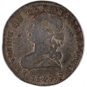 Ecuador 2 Reales 1849 GJ Silver
