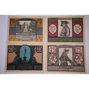 Poland Strzegom Lot of 4 Notgelds 25/25/75/75 Pfennig 1921