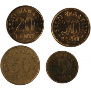 Estonia 5/20/50/50 Senti 1991-92 Lot of 4 Coins