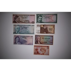 Iceland Lot of 7 Notes 1957-1961