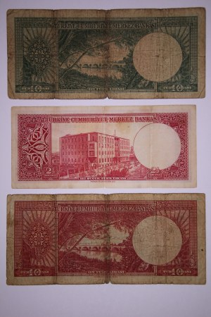 Turchia Lotto di 3 banconote 1952/1953/1957