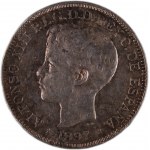 Philippines 1 Peso 1897 PG V Silver