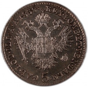 Austria 5 Kreuzers 1838 A Silver