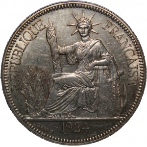 French Indo-China 1 Piastre 1924 A Silver