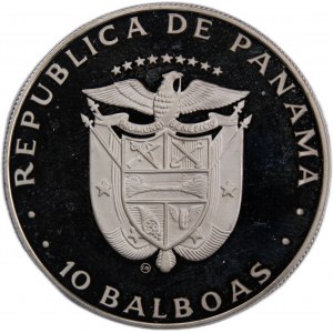 Panama 10 Balboas 1982 Silver