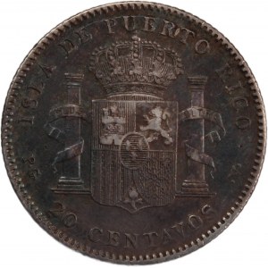 Puerto Rico 20 Centavos 1895 PGV Silver