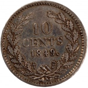 Netherlands 10 Cents 1849 Silver