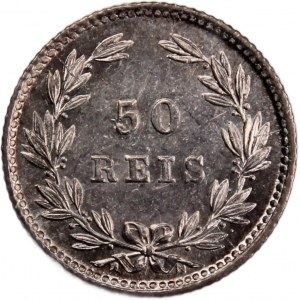 Portugal 50 Reis 1889 Silver