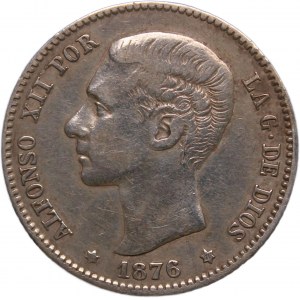 Spain 1 Peseta 1876 DEM Silver