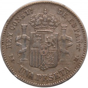 Spain 1 Peseta 1876 DEM Silver