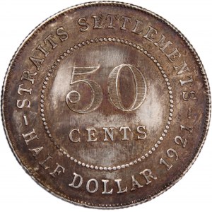 Straits Settlements 50 Cents 1921 Silver