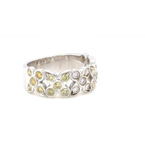 18K WHITE GOLD RING 6.41 GR WITH FANCY DIAMONDS - HR1120