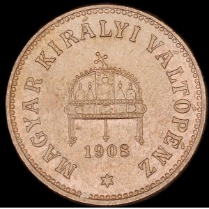 Hungary. 2 Filler 1908
