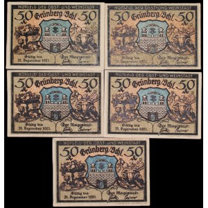 Poland. Zielona Góra 5 x 50 Fenigow 1921