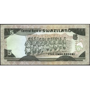 Swasiland. 5 Emalangeni 1987 Präfix A Niedrig S/N 896
