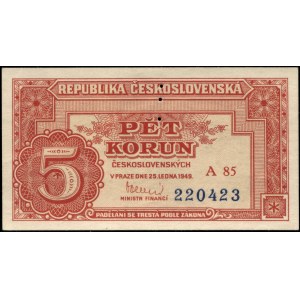 Czechoslovakia. 5 Korun 1949 Specimen
