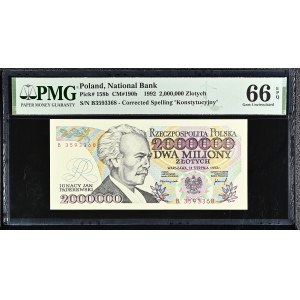 Polska. 2000000 Złotych 1992 Prefiks B Poprawiona pisownia Konstytucyjny